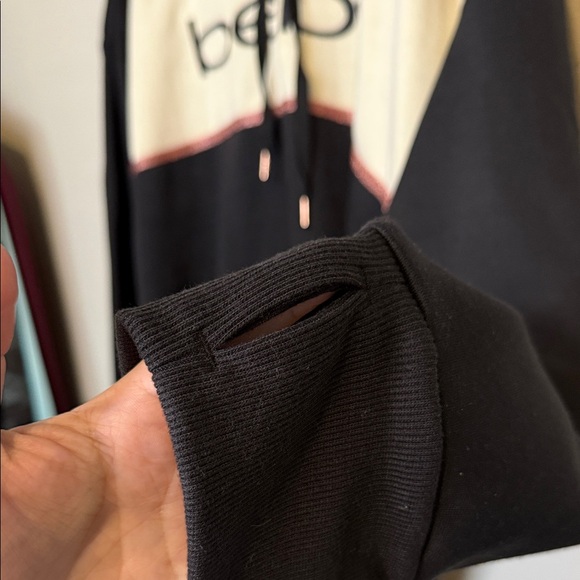 Bebe Black and Cream Women's Hoodie - Picture 4 of 6